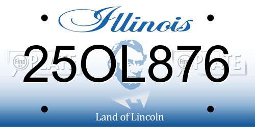 25OL876 Illinois License Plate