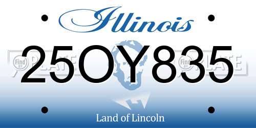 25OY835 Illinois License Plate