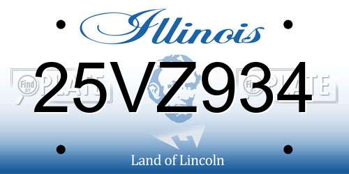 25VZ934 Illinois License Plate