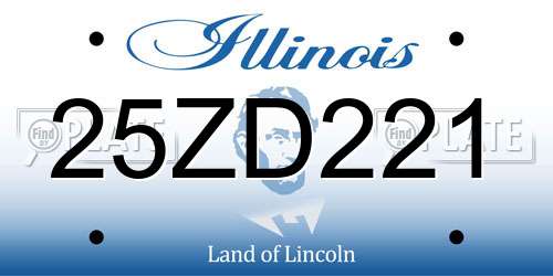 25ZD221 Illinois License Plate