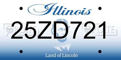 25ZD721 Illinois License Plate