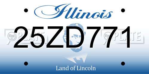 25ZD771 Illinois License Plate