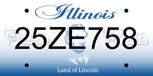 25ZE758 Illinois License Plate