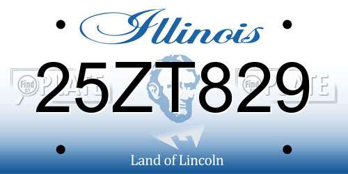 25ZT829 Illinois License Plate
