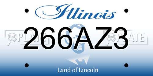 266AZ3 Illinois License Plate