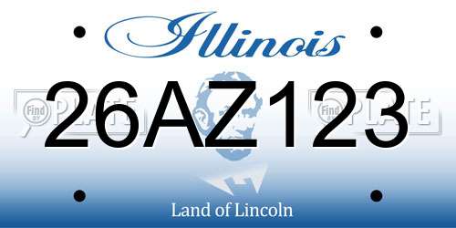 26AZ123 Illinois License Plate