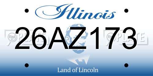 26AZ173 Illinois License Plate