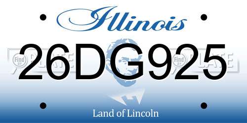 26DG925 Illinois License Plate