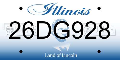 26DG928 Illinois License Plate