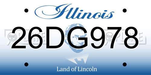 26DG978 Illinois License Plate
