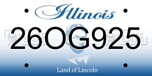 26OG925 Illinois License Plate