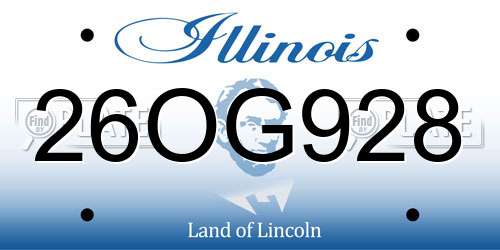 26OG928 Illinois License Plate