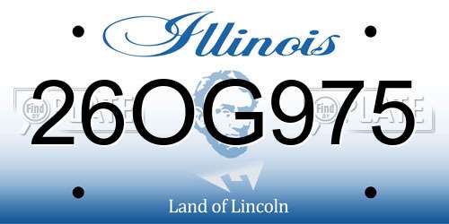 26OG975 Illinois License Plate