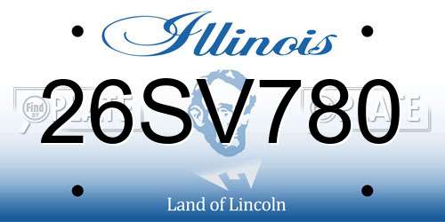 26SV780 Illinois License Plate