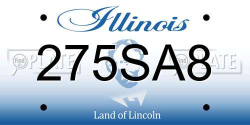 275SA8 Illinois License Plate