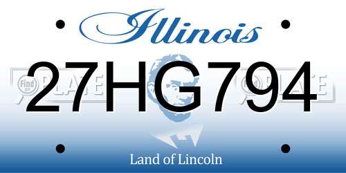 27HG794 Illinois License Plate