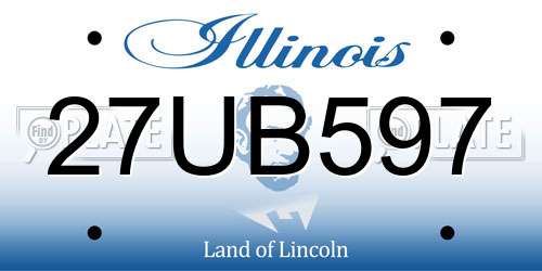 27UB597 Illinois License Plate
