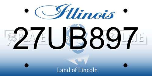 27UB897 Illinois License Plate