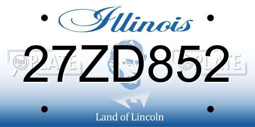 27ZD852 Illinois License Plate