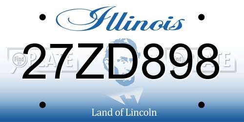 27ZD898 Illinois License Plate