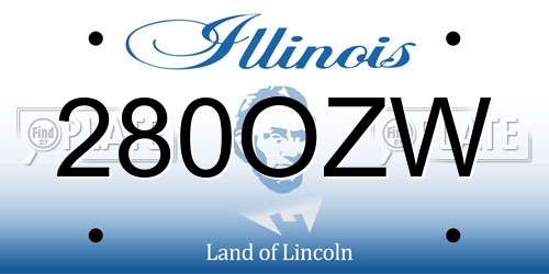280OZW Illinois License Plate