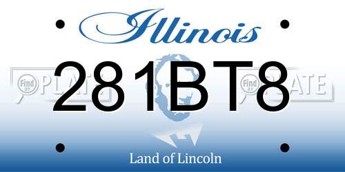 281BT8 Illinois License Plate