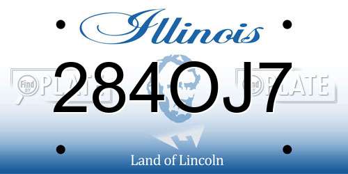 284OJ7 Illinois License Plate