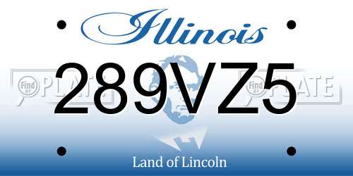 289VZ5 Illinois License Plate