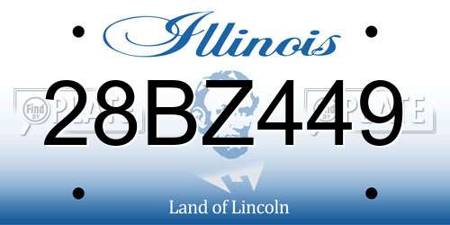 28BZ449 Illinois License Plate