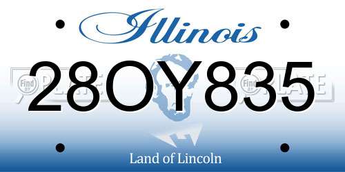 28OY835 Illinois License Plate