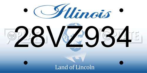 28VZ934 Illinois License Plate