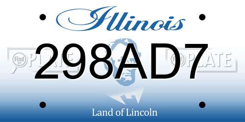 298AD7 Illinois License Plate