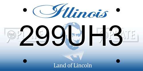 299UH3 Illinois License Plate