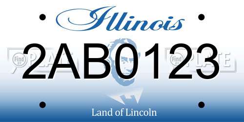 2AB0123 Illinois License Plate
