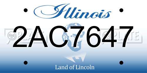 2AC7647 Illinois License Plate