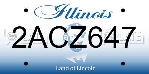 2ACZ647 Illinois License Plate