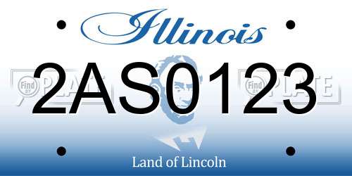 2AS0123 Illinois License Plate