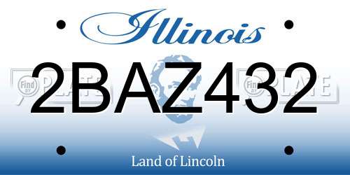 2BAZ432 Illinois License Plate
