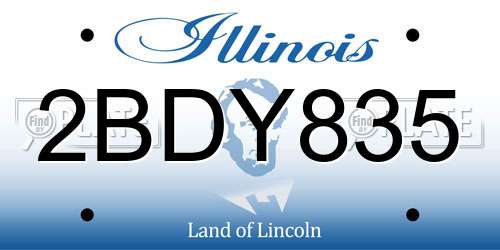 2BDY835 Illinois License Plate