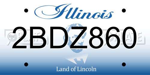 2BDZ860 Illinois License Plate