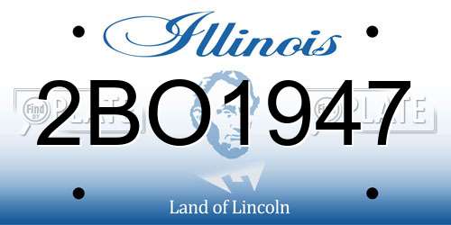 2BO1947 Illinois License Plate