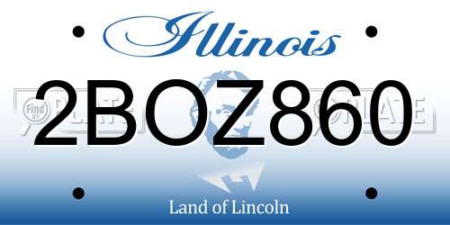2BOZ860 Illinois License Plate