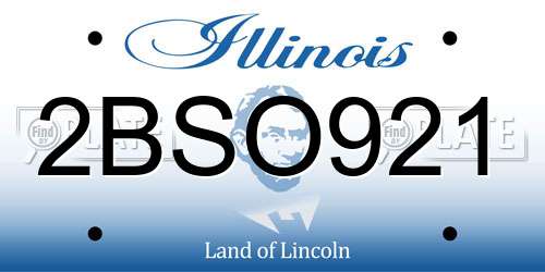 2BSO921 Illinois License Plate