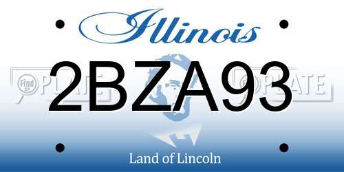 2BZA93 Illinois License Plate