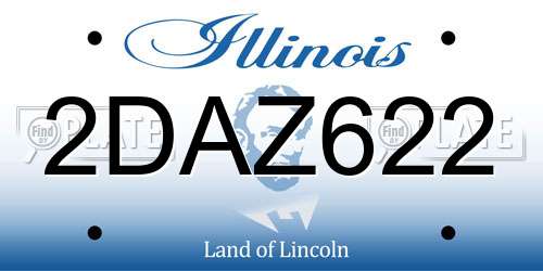 2DAZ622 Illinois License Plate