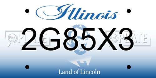 2G85X3 Illinois License Plate