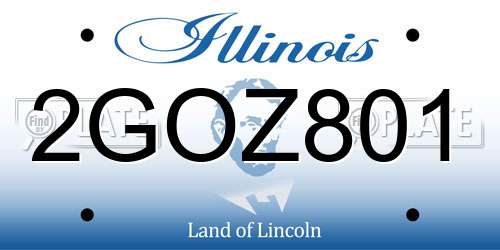 2GOZ801 Illinois License Plate