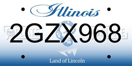 2GZX968 Illinois License Plate