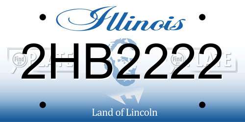 2HB2222 Illinois License Plate