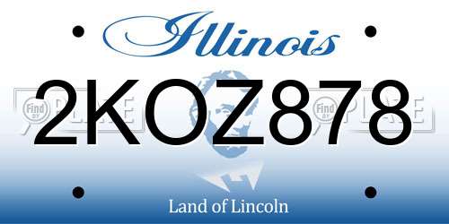 2KOZ878 Illinois License Plate